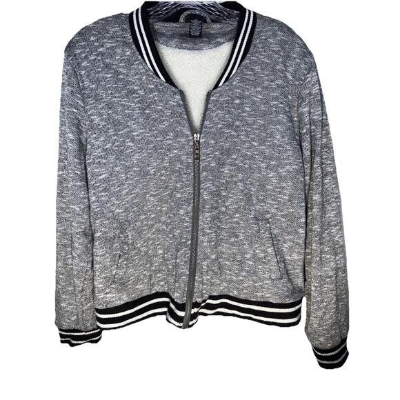 Rue 21 Varsitycore Preppy Knit Bomber Sweater Jacket M Streetwear Y2K Cozycore - Picture 1 of 7